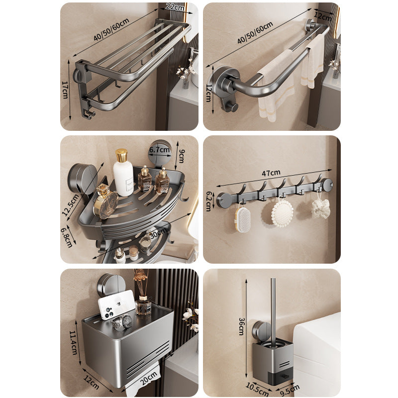 Suction cup folding bath towel rack non-punching toilet rack wall-mounted toilet pendant set bathroom towel rack