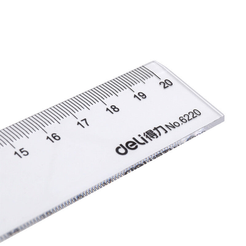 Deli 6220 ruler 20cm ruler, transparent ruler, student stationery ruler, scale office supplies