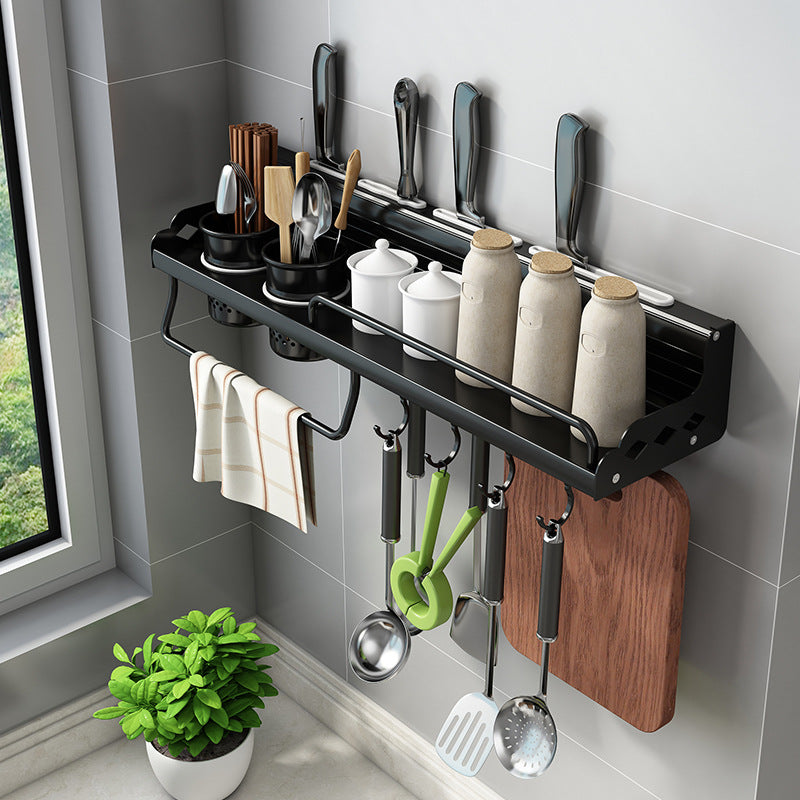 No punching kitchen rack wall-mounted space aluminum multi-functional products seasoning rack knife holder storage hanger