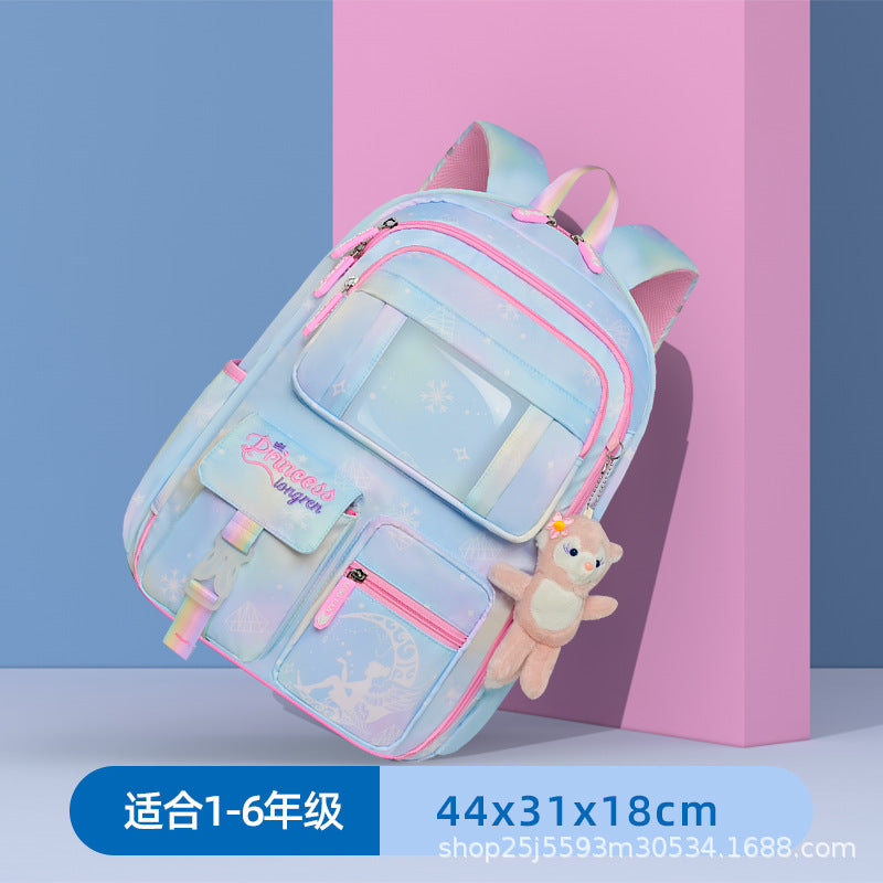 New high-value primary and secondary school schoolbag for girls, light children's backpack for girls in grades 3 to 6