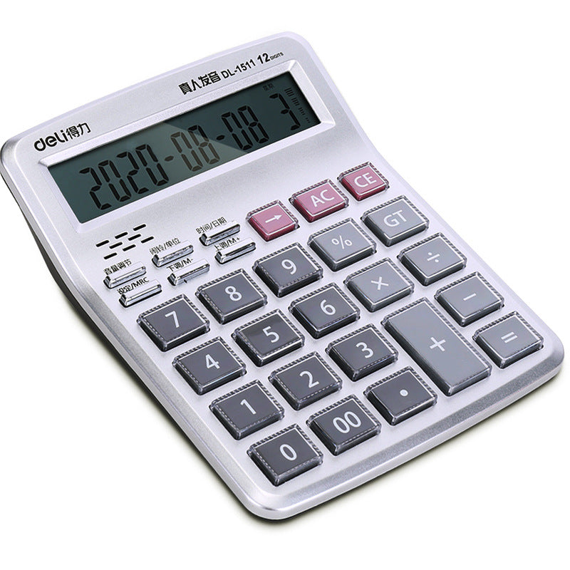 Deli 1511 large office voice calculator, large screen financial calculator, shopping mall cashier calculator
