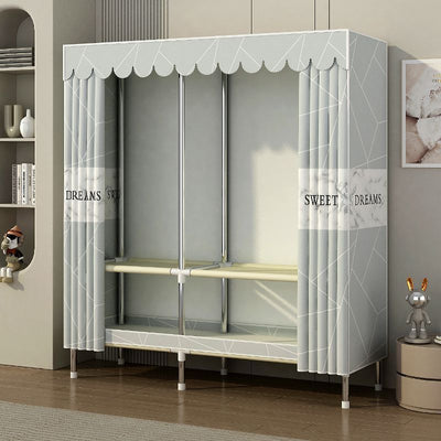 Simple wardrobe assembly steel pipe thickenedthickened home rental bedroom fabric steel frame storage steel pipe wardrobe