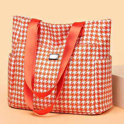 2023 fashion new arrival houndstooth canvas bag large capacity popular casual shoulder bag simple versatile tote bag for women