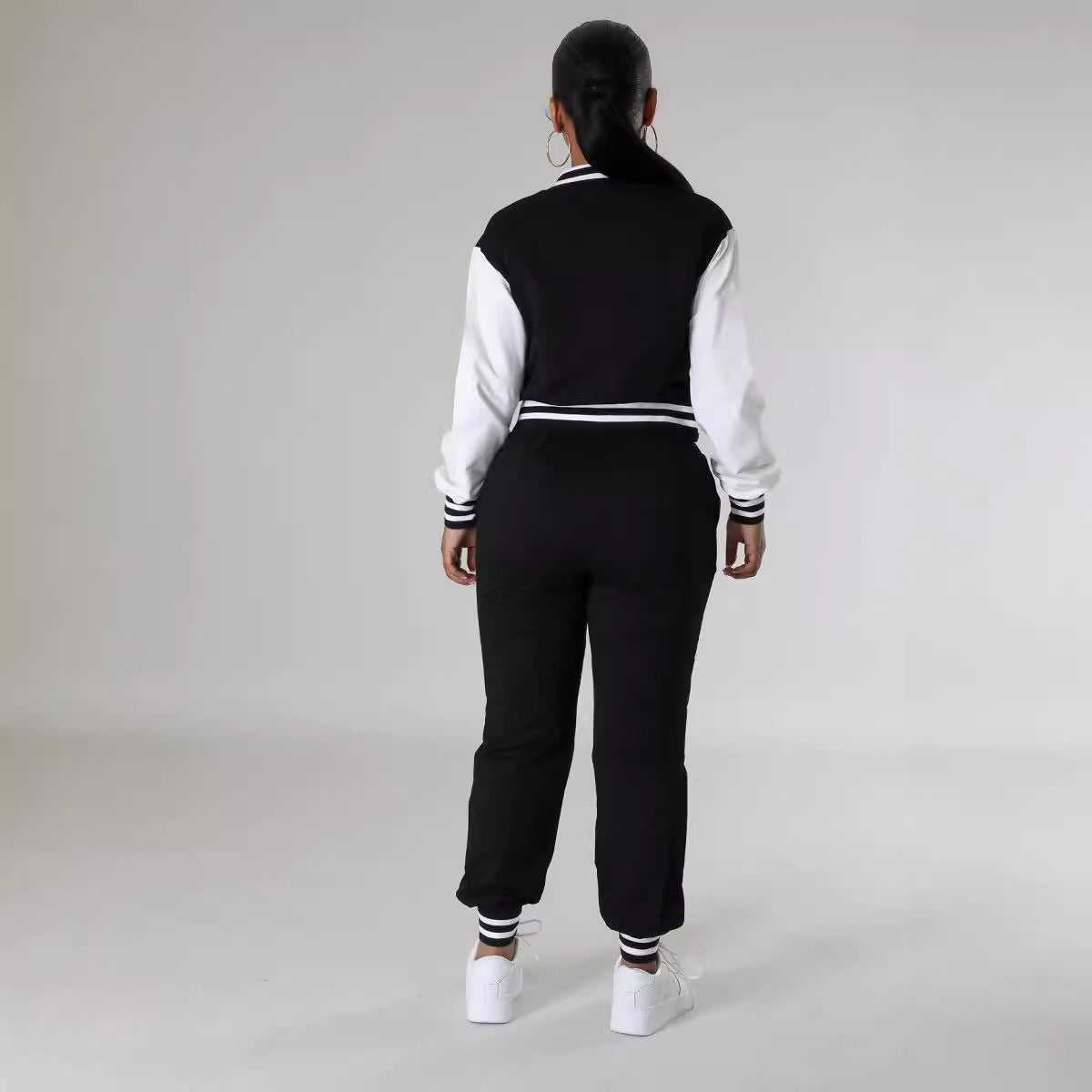 European and American  women's clothing 2024 autumn new long-sleeved cardigan breasted top waist drawstring trousers casual suit