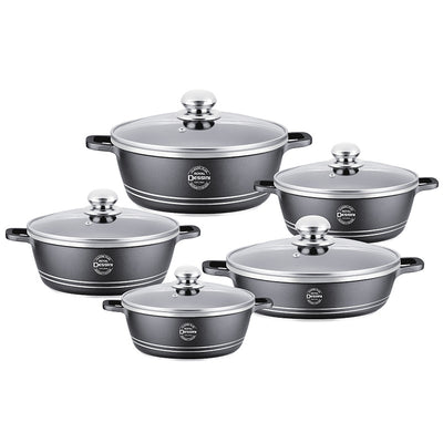 Royal dessini cross-border hot-selling die-cast pot soup pot frying pan kitchen pot suit ten-piece aluminum pot