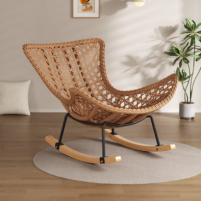 Rocking chair recliner - adult size, sleepable, single seater, rattan woven, balcony lounger, bedroom leisure, home use lazy sofa