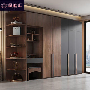 Wardrobe for home bedroom modern casual large capacity assembled multi-layer solid wood cabinet normcore storage light luxury wardrobe