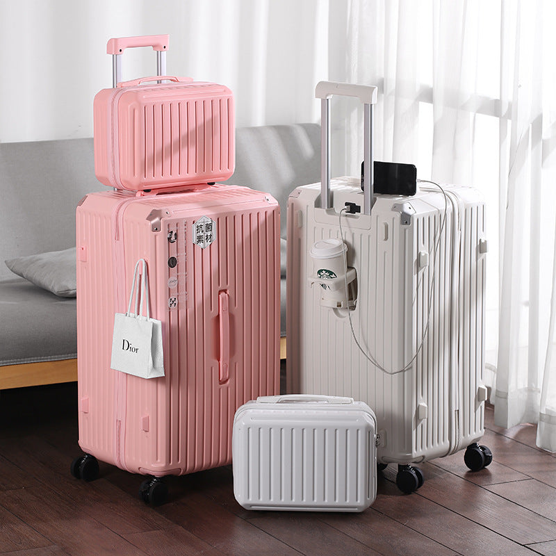 New large-capacity suitcase, high-value women's 28-inch trolley case, 24-inch suitcase bag, five-wheel password case, leather case.