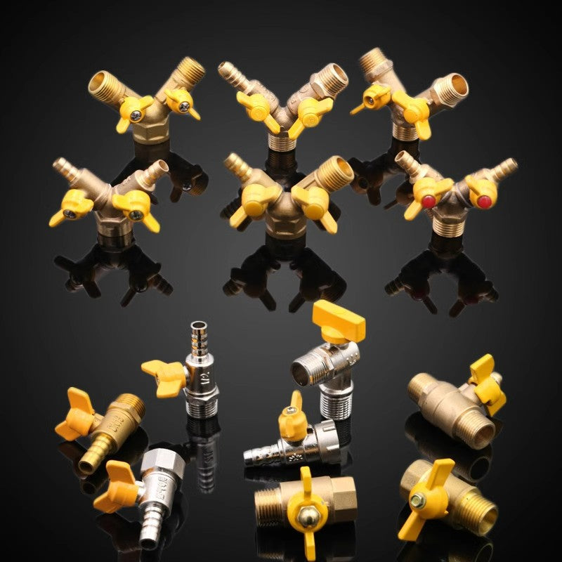 All-copper thickened gas valve, gas three-way valve, 4-point pipeline, natural gas water heater, one-point and two-point ball valve switch