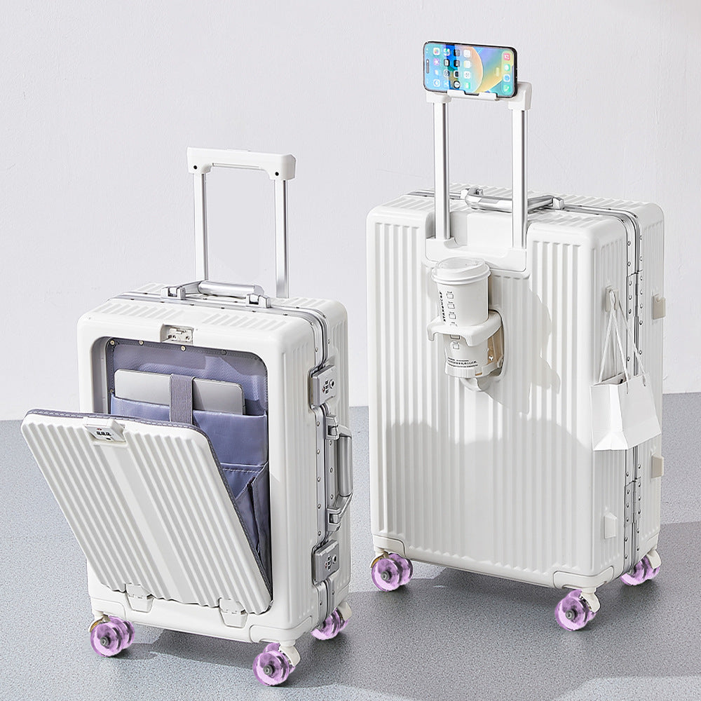 One-click front open aluminum frame 20-inch boarding case, ice skating wheel suitcase, customs lock suitcase 24-inch anti-drop trolley case