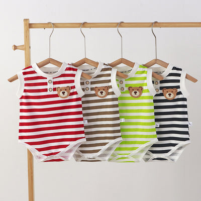 new summer baby romper striped sleeveless bodysuit newborn pure cotton triangle romper onesie