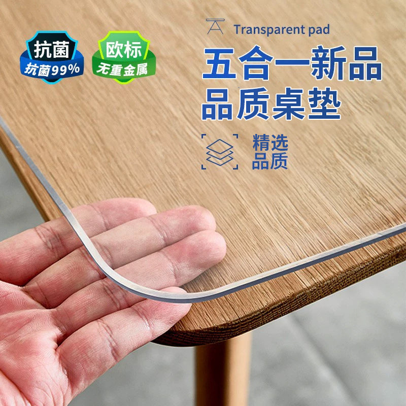 Soft glass table mat, leave-in waterproof, oil-proof and anti-scalding plastic PVC transparent dining table mat, coffee table tablecloth, crystal board
