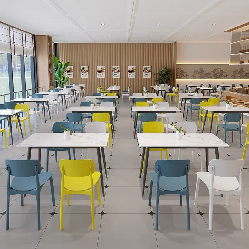 Company Staff School Canteen Restaurant Table and Chair Combination Catering Noodle House Fast Food Snack Bar Milk Tea Shop Rock Slate Table