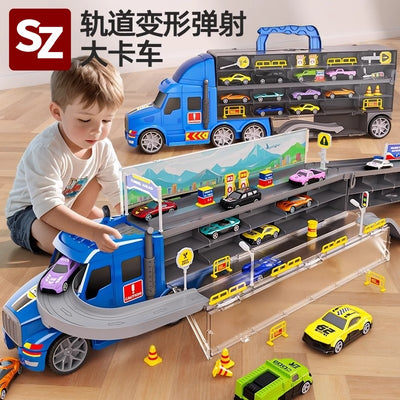 Kids' track car toy - foldable ejection storage car track parking lot - educational toy for 3-6 year old boys - birthday gift