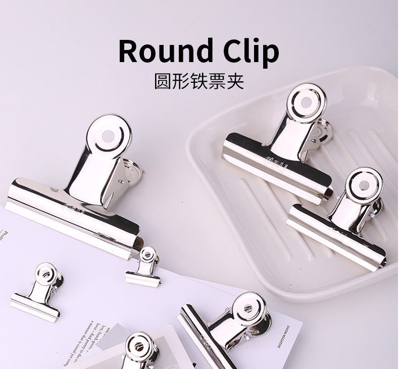 Deli 9524 ticket clip 38mm round iron ticket clip, stainless steel ticket clip, small clip 6pcs/bag