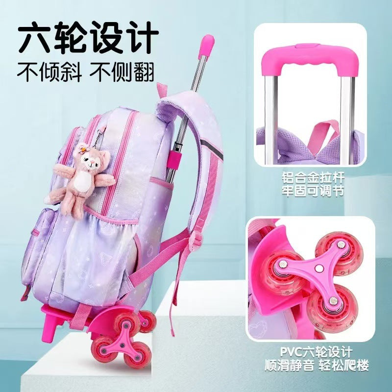 New fashionable large-capacity spine protection and load reduction rod, girls schoolbag, children's primary school students backpack, factory direct sales