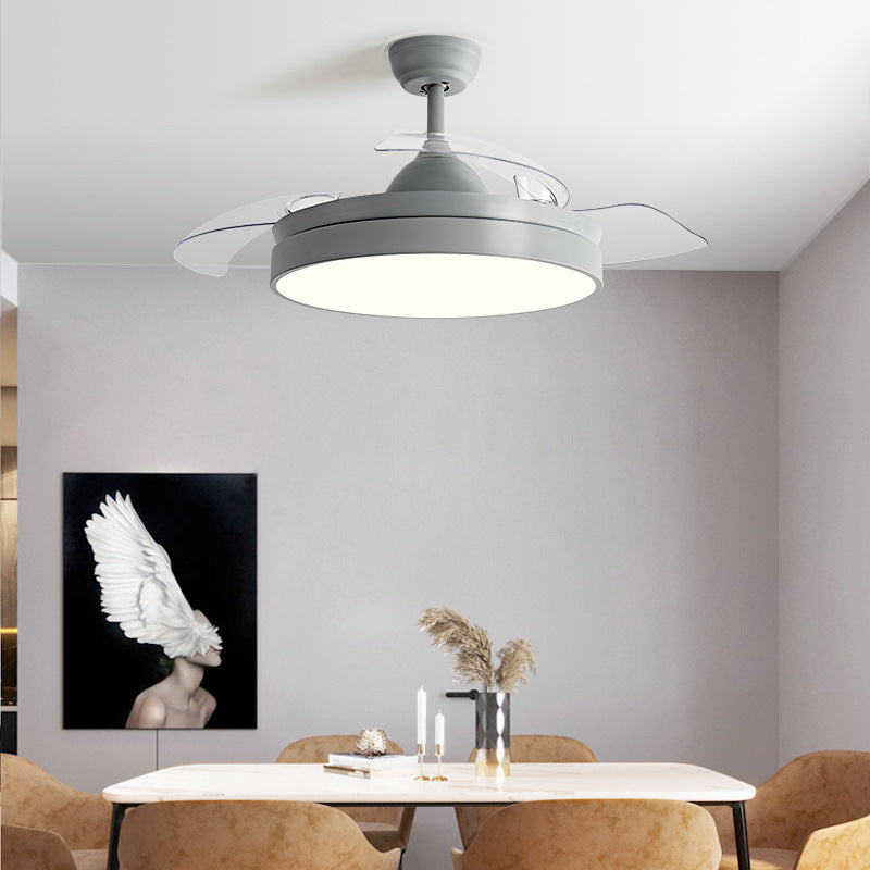 Zhongshan Lighting Fan Light 2025 New Home Living Room Invisible Ceiling Fan Light Nordic Restaurant Simple Fan Chandelier