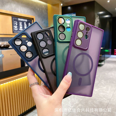 Suitable for samsung s23ultra skin-feeling frosted mobile phone case s25 ya shield magnetic lens protective case s23plus soft