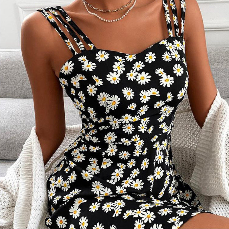 Spot, European and American  women's  skirt, sexy sleeveless summer  suspender dress women
