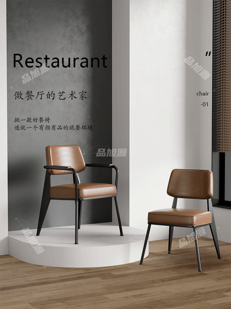 American creative cushion simple meeting reception armrest chair wrought iron casual dining bar Western restaurant chair Bar dining chair