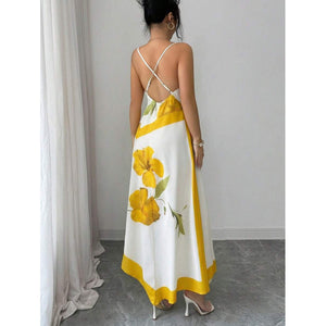Amazon european and american romantic vacation long slip dress - summer new arrival - slimming and figure-flattering