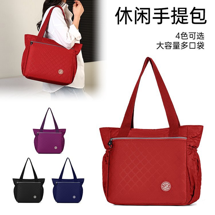 Casual diamond embroidered thread portable women's bag large capacity simple commuter shoulder bag Oxford cloth practical versatile tote bag