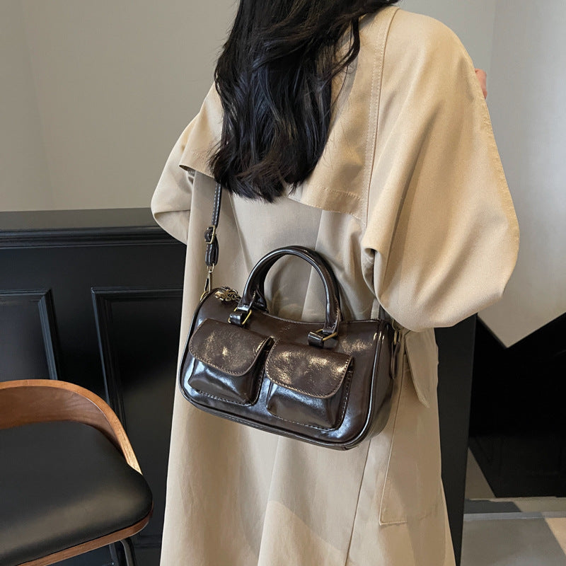 Bag Crossbody Women's Versatile Portable Small Bag 2025 New Winter Retro Simple Small Square Bag Fashion Shoulder Bag