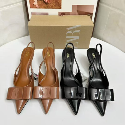Za2025 spring/autumn new arrival: premium pointed-toe stiletto heels - women's professional pumps, patent leather nude closed-toe sandals