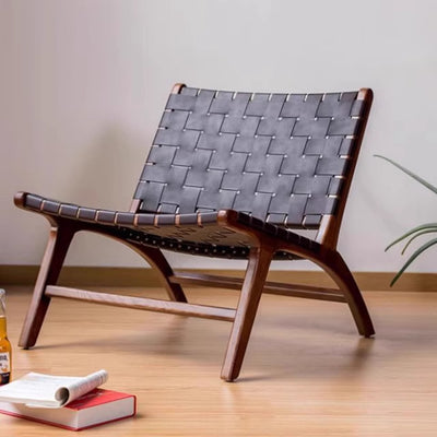 Nordic solid wood single sofa chair recliner saddle chair back chair design cross-border wabi-sabi style