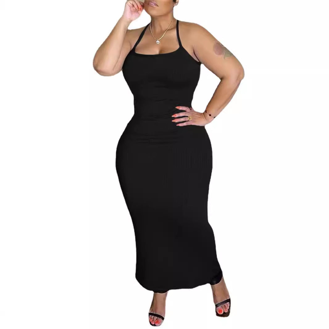 Spot sexy suspender tube top hip-wrapped dress women's Europe, America,   solid color versatile dress