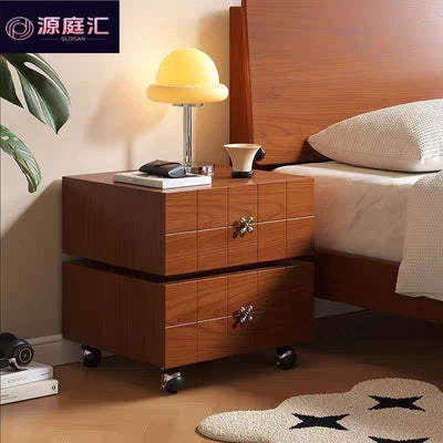 Rotatable drawer chest sofa side table solid wood creative light luxury mid-century style drawer storage cabinet bedside table