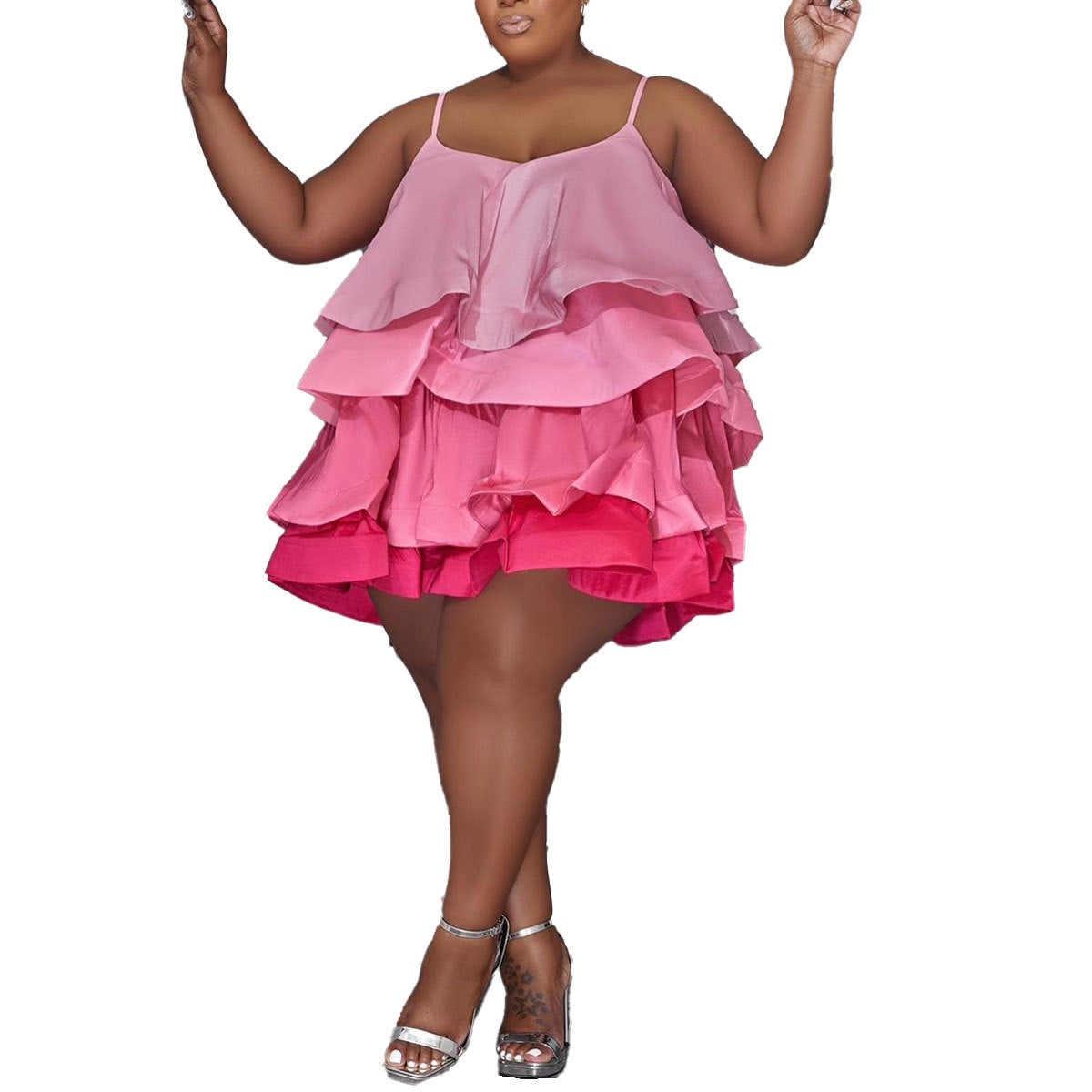 SRS10427 European and American, loose, large size suspender print dress