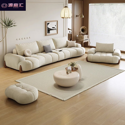 Cat paw fabric sofa - new minimalist design for small living rooms, creamy white, curved, trendy style