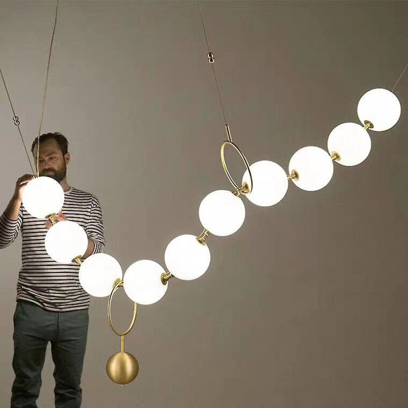 All-copper postmodern staircase long ball necklace glass restaurant chandelier designer clothing store window bar chandelier