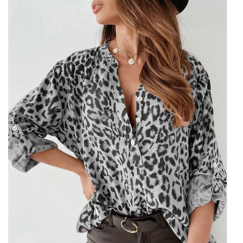 Spot, European and American  women's shirts wish independent station  lapel long-sleeved spring and autumn shirts