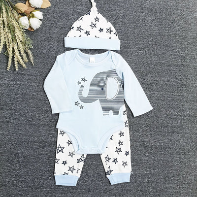 Original order original baby suit baby boy long sleeves separates children's clothing newborn khaki pants hat three-piece suit