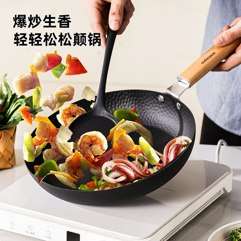 2-Piece set, pan household uncoated iron frying pan iron pan wok omelette artifact steak frying pan pancake pan