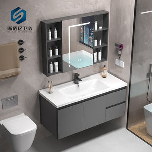 Thickened space honeycomb aluminum bathroom cabinet combination washbasin cabinet basin smart mirror cabinet washbasin basin ceramic all-in-one basin