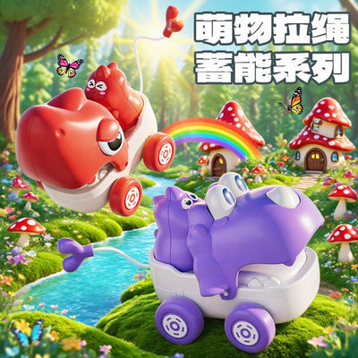 Infant and toddler 0-3 years old early education attracts learning to crawl and pull string animals q cute dinosaur shark scooter kids winding toys