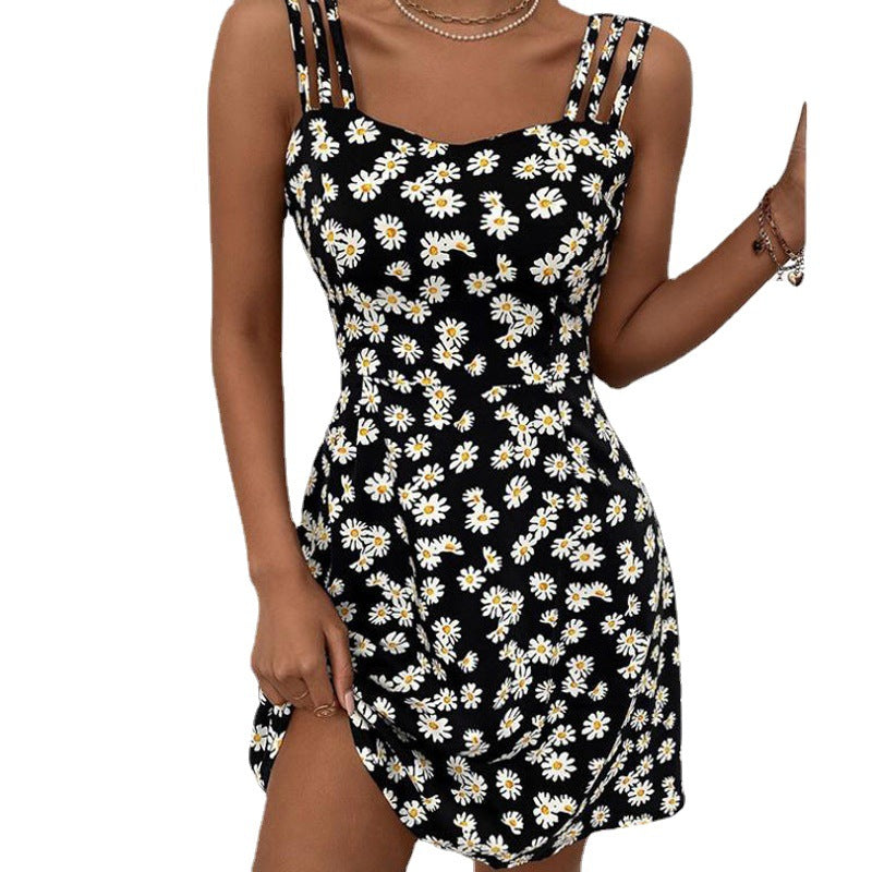 Spot, European and American  women's  skirt, sexy sleeveless summer  suspender dress women