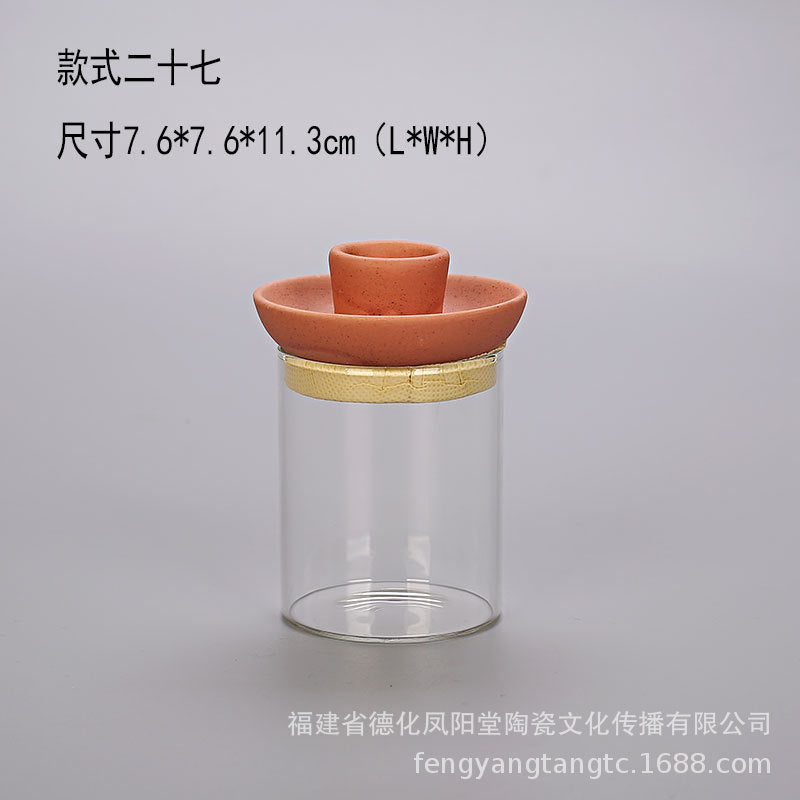 陶瓷烛台北欧IN风简约桌面摆件玻璃储蓄罐烛光晚餐干花密封罐装饰