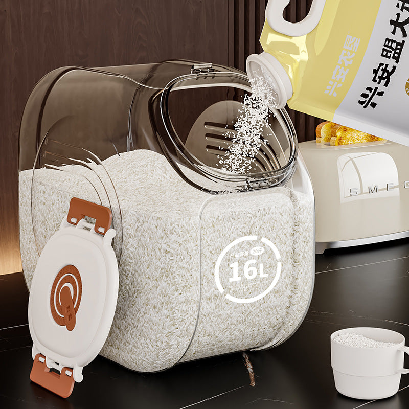 Rice barrel Household storage Sealed barrel Insect-proof and moisture-proof grain storage barrel Food grade Transparent grains Sealed grain storage tank