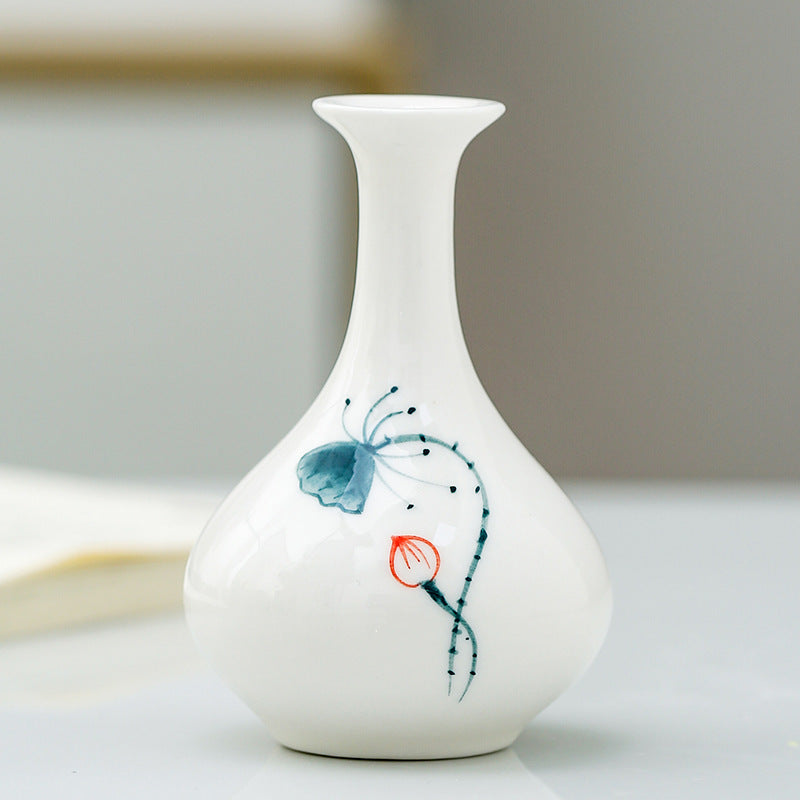 陶瓷手绘小摆件个性时尚小花瓶家居茶道装饰品水培干花花插小花器