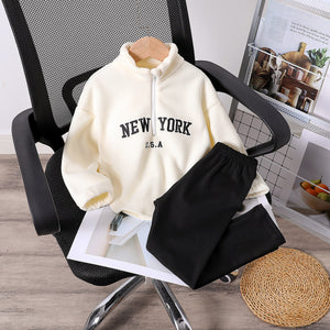 Thickenedheattech lamb wool outwear women's winterfleece-linedplus sizeloose fat mm medium long half-zip stand collar sweatshirt