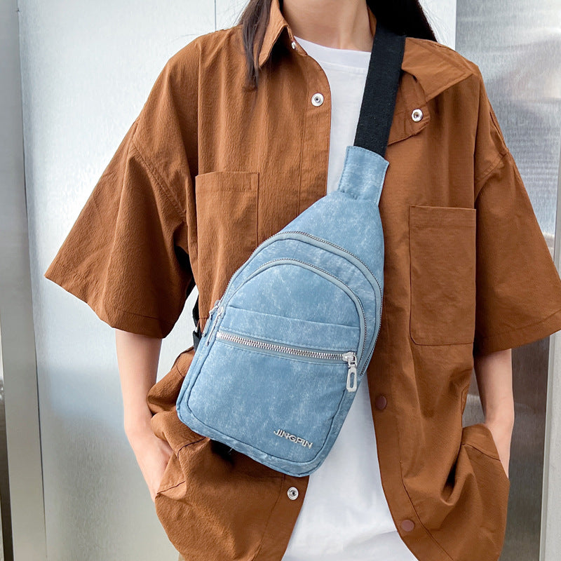 Chest bag Korean version versatile soft leather backpack casual fashion women's large capacity travel shoulder bag messenger bag breast bag