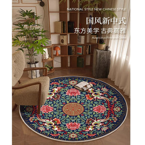 Carpet round new chinoiserie chinese style study chair floor mat computer study table foot mat gaming chair bedroom bedside