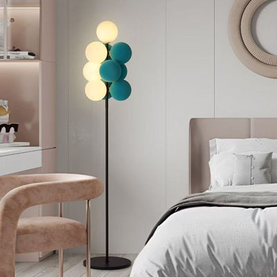 Nordic grape floor lamp - stylish and luxurious ambient lighting for living room, sofa side, bedroom bedside, with flocked globe shade