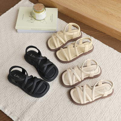 Kids' sandals: summer korean style girls' crossover strap princess shoes, trendy mid-to-large children's performance & dance sandals