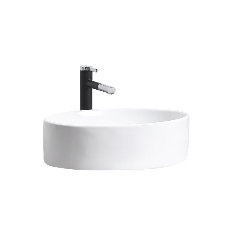 陶瓷一体洗手盆简约椭圆艺术台上盆卫生间小户型洗漱单盆厂家批发