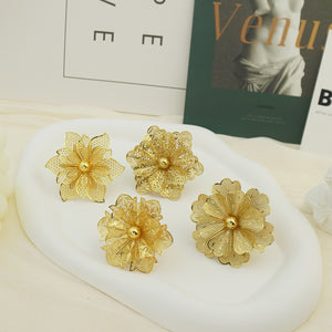 Fashionable luxury hollow floral leaf women's ring - waterproof, adjustable size - perfect for brides, weddings, birthdays, parties, and christmas gifts